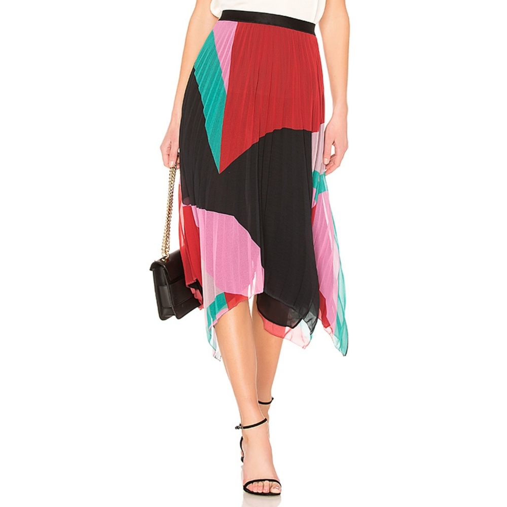 Joie colorblocked pleated midi skirt, size small